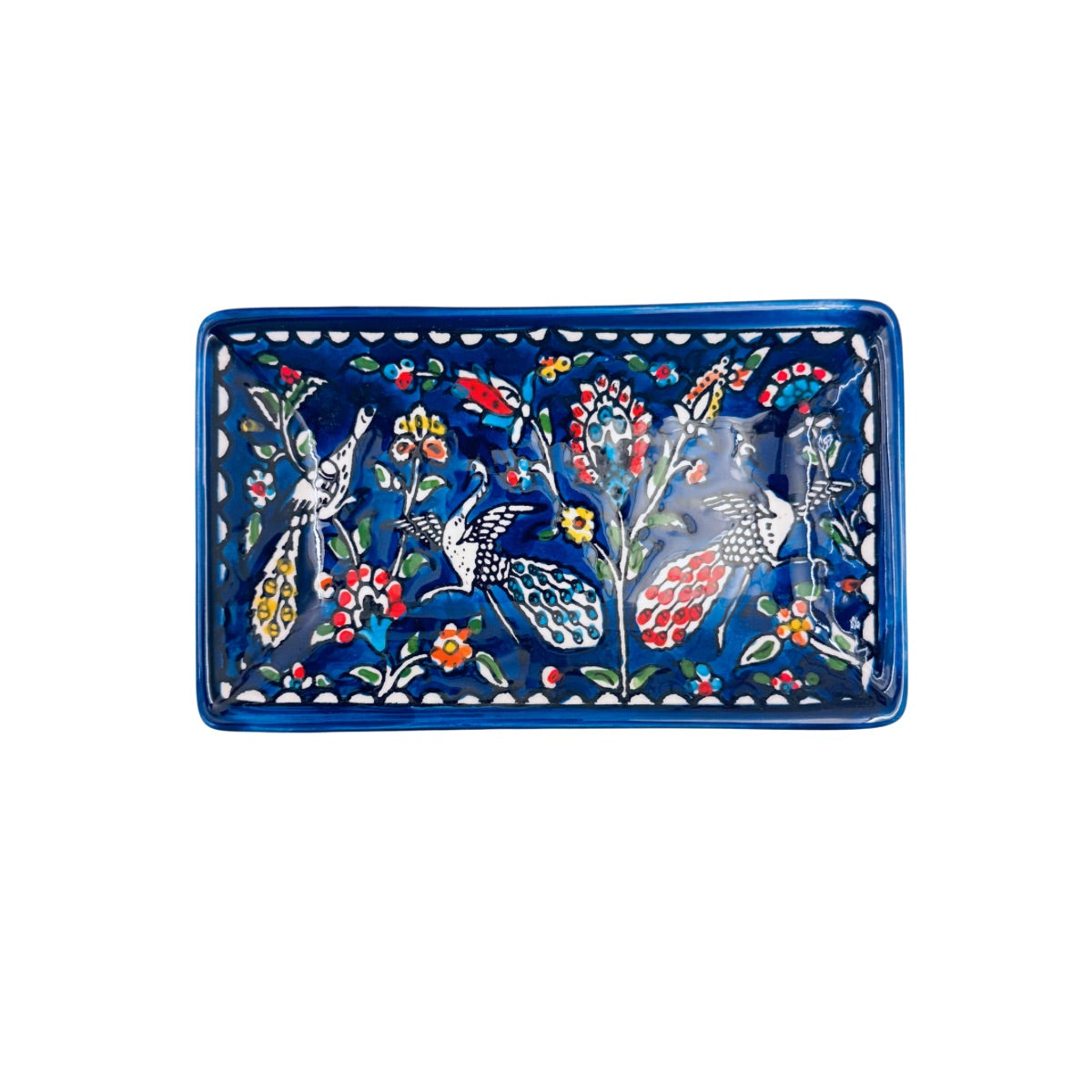 Ceramic Rectangular Dish (7”) - Blue Peacock