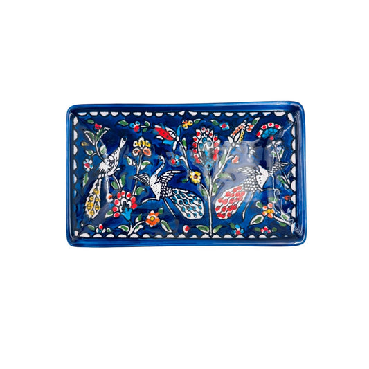Ceramic Rectangular Dish (7”) - Blue Peacock