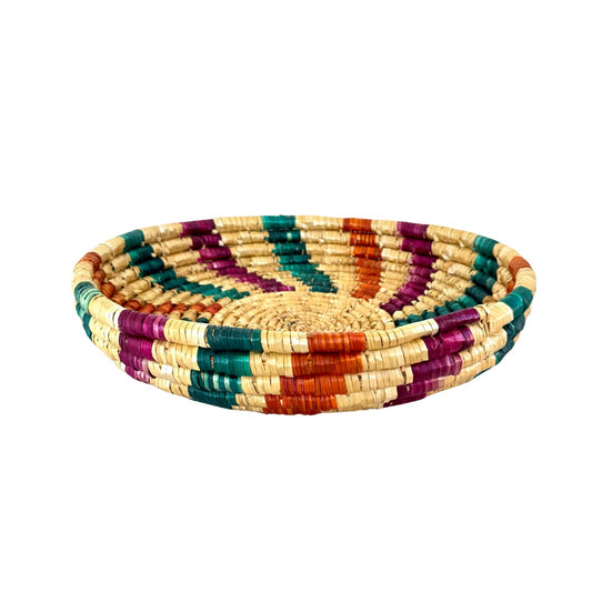 Basket by Women in Salfit (15") - Pink, Orange and Green Swirl