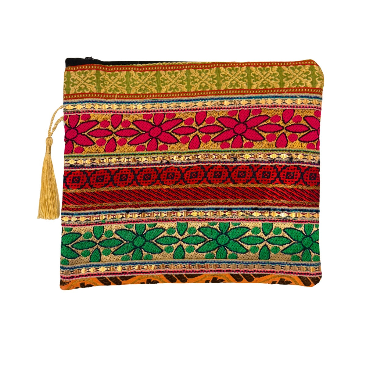 Traditional Bedouin Fabric Zip Pouch - Farkha