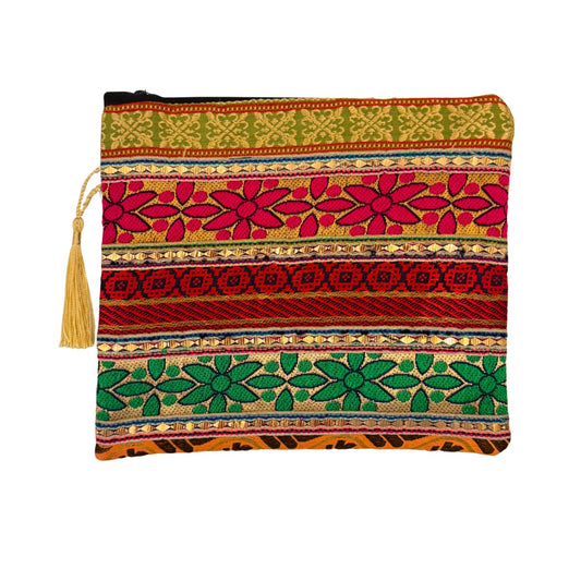 Traditional Bedouin Fabric Zip Pouch - Farkha