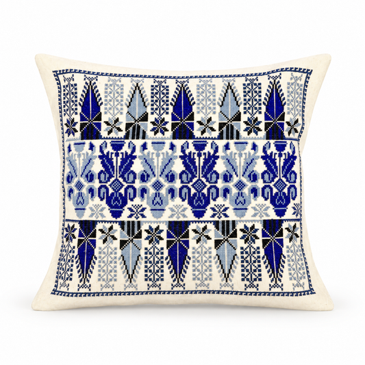 Embroidered Pillow Cover- Kohl Holders, Blue