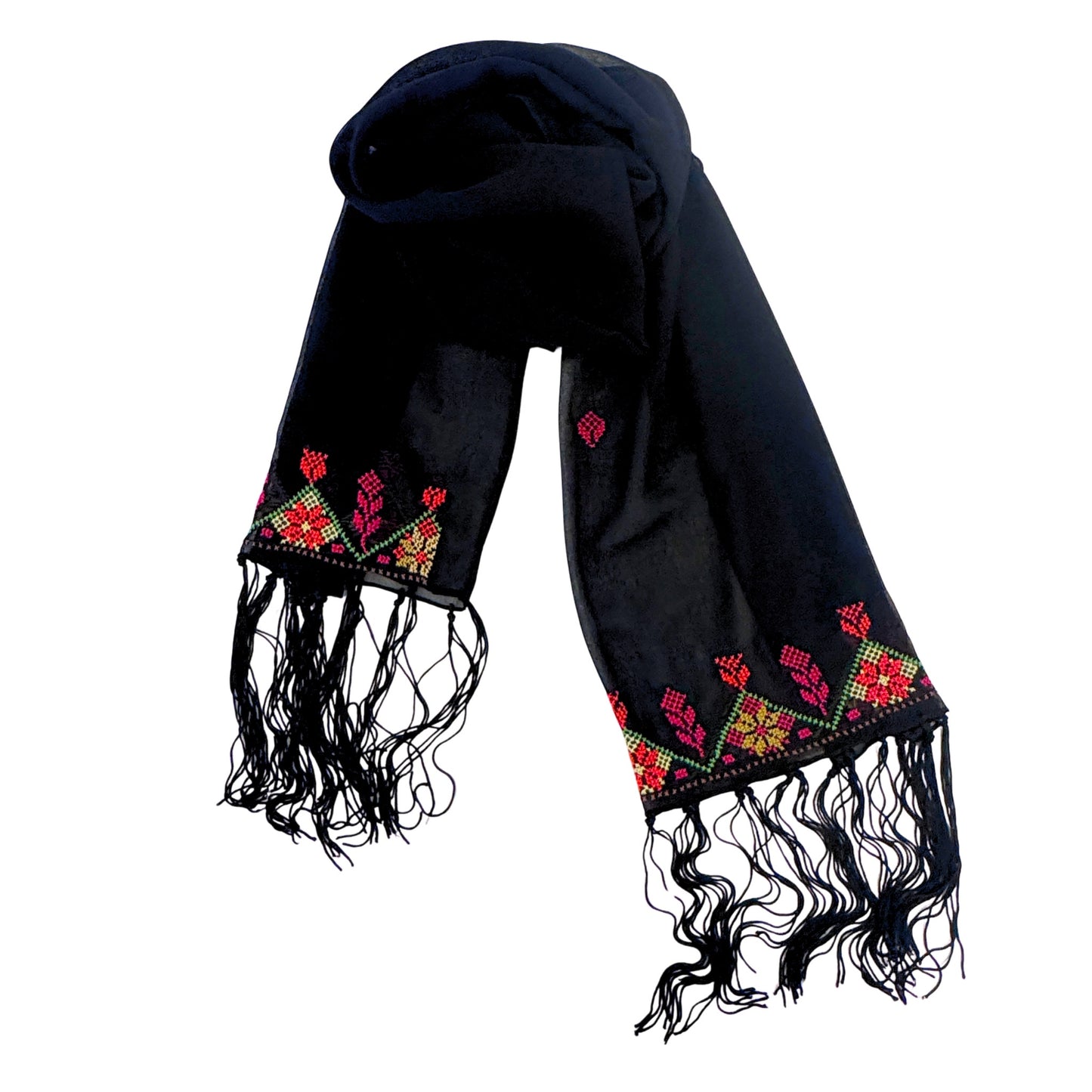Embroidered Chiffon Scarf