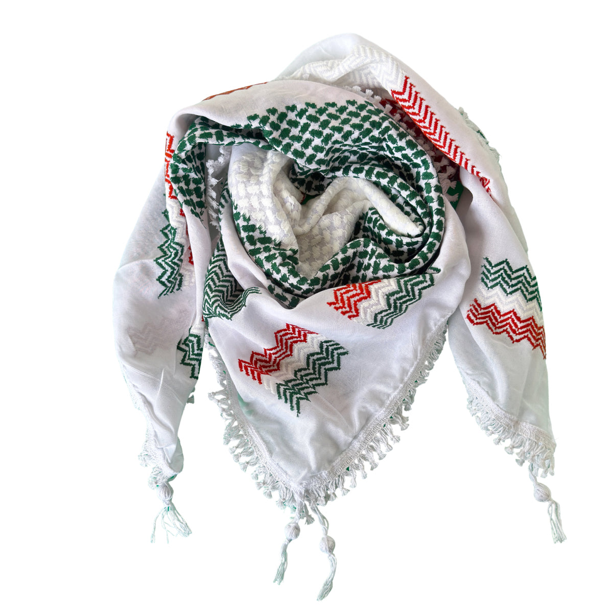 Nablus Keffiyeh - Burnt Orange & Green