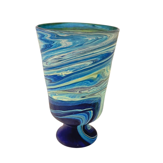 Phoenician Glass Vase (9”) -Blue w/Foot