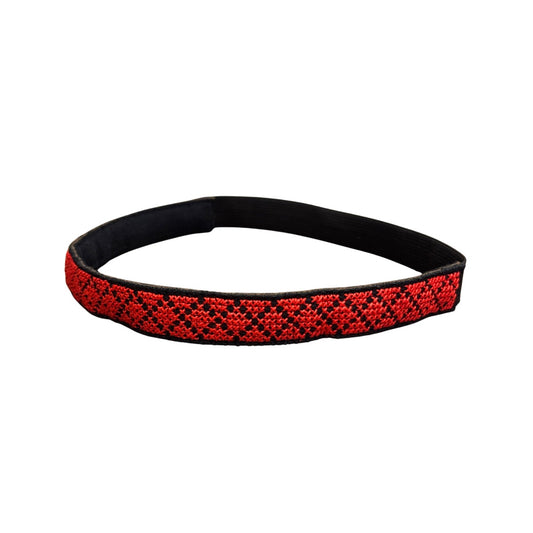 Embroidered Headband - Red