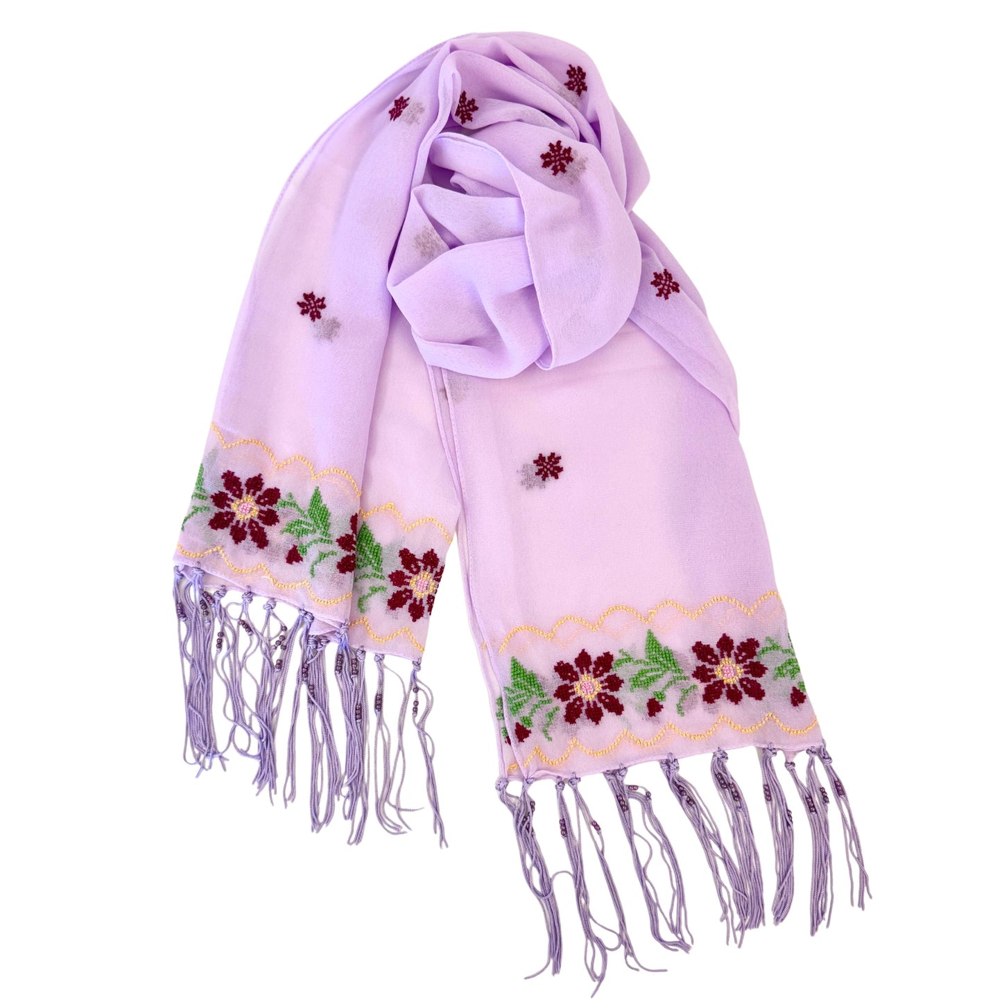 Embroidered Chiffon Scarf - Bethlehem
