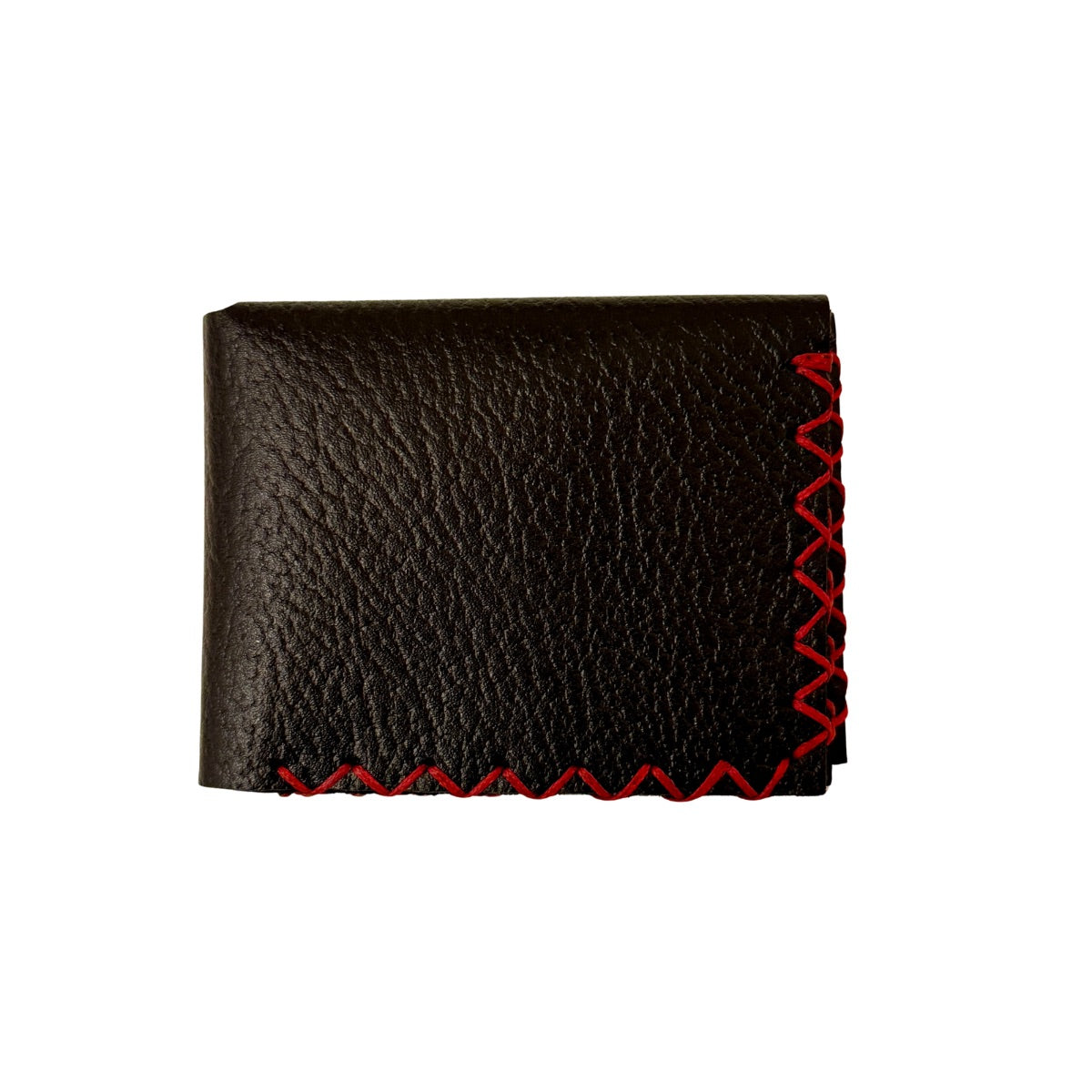 Leather Tri-Fold Wallet - Black w/Red Stitching