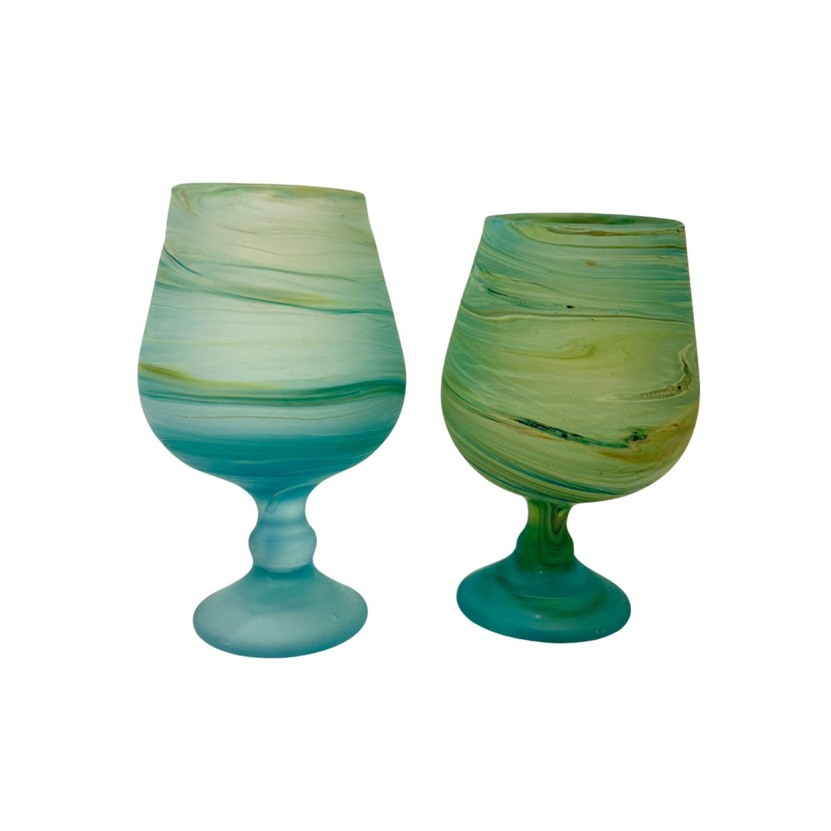 Phoenician Glass Goblets (Set of 2) - Blue Green