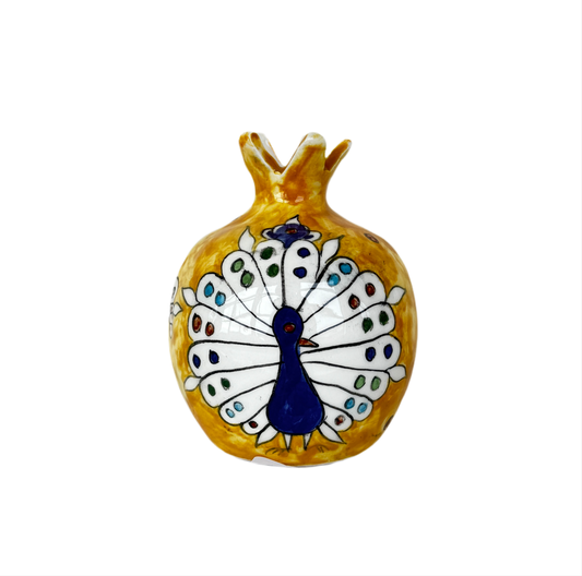 Ceramic Pomegranate Vase - Yellow Peacock