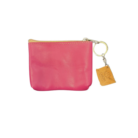 Leather Purse (5” x 4") - Raspberry