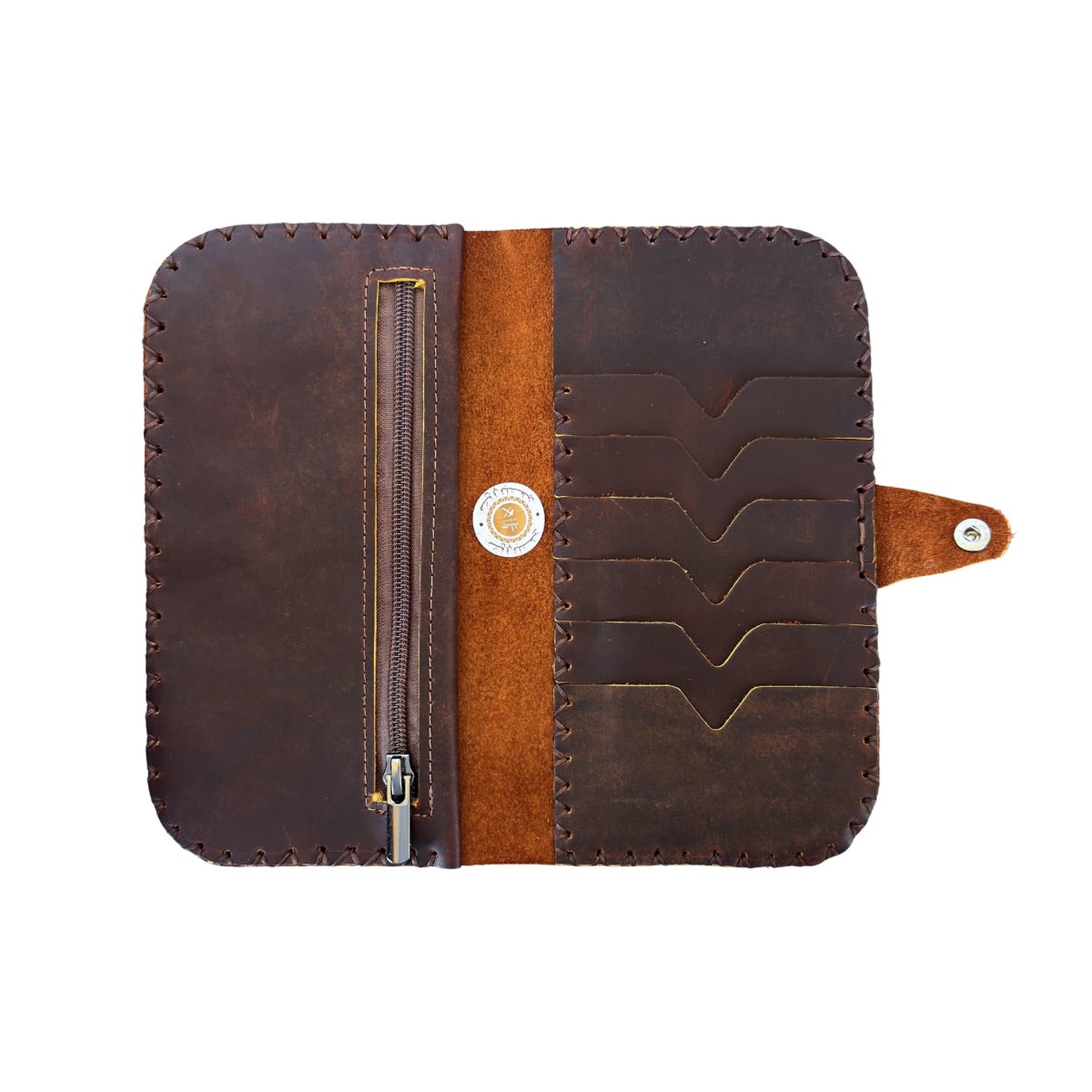 Leather Bi-Fold Snap Wallet - Oiled Brown