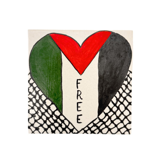 Handmade Ceramic Solidarity Tile Art - Heart
