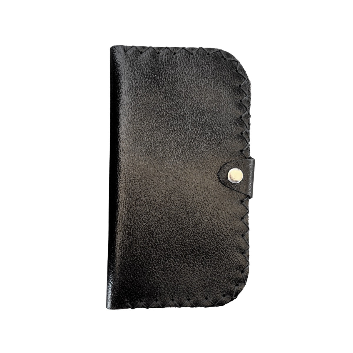 Leather Bi-Fold Snap Wallet - All Black