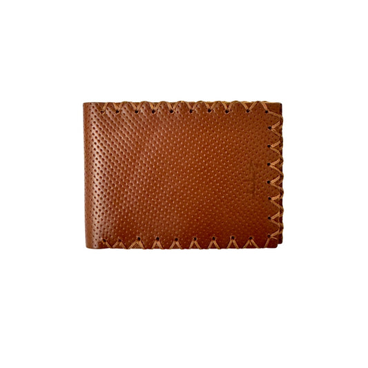 Leather Bi-Fold Wallet (Small) - Brown Perferated