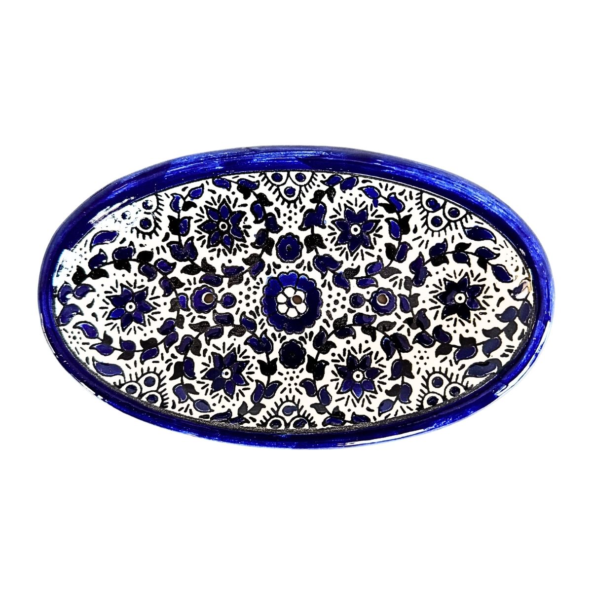 Ceramic Soap Dish (7”) - Blue Vine
