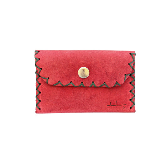Leather ID Wallet w/Snap - Watermelon