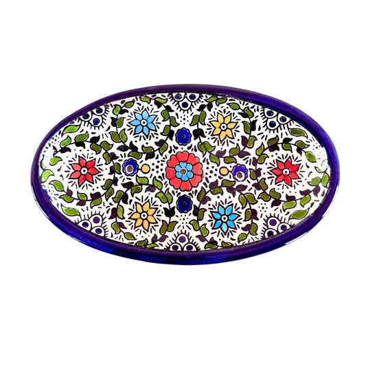 Ceramic Soap Dish (7”)- Multicolored Vine
