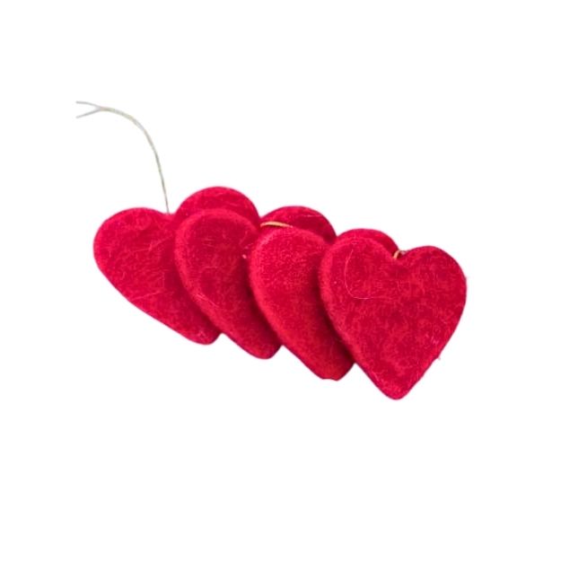 Felt Heart Ornaments - Packet of 4