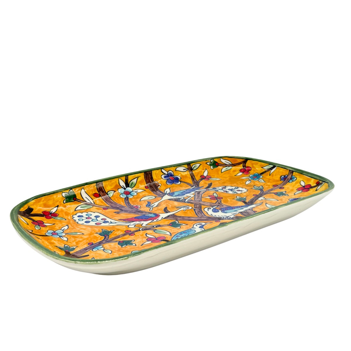 Ceramic Rectangular Serving Plate (13”) - Peacocks