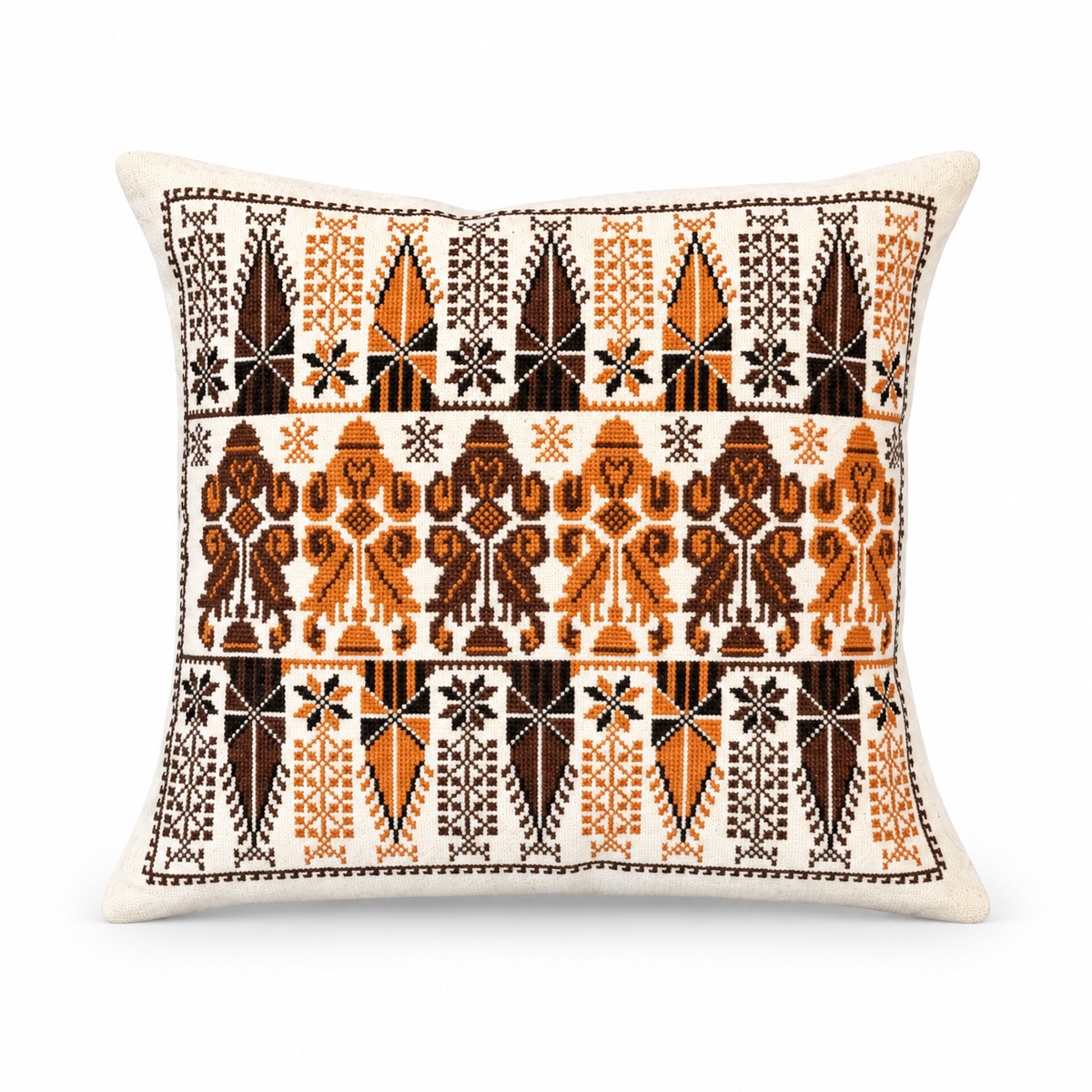 Embroidered Pillow Cover - Kohl Holders, Brown