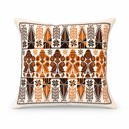 Embroidered Pillow Cover - Kohl Holders, Brown