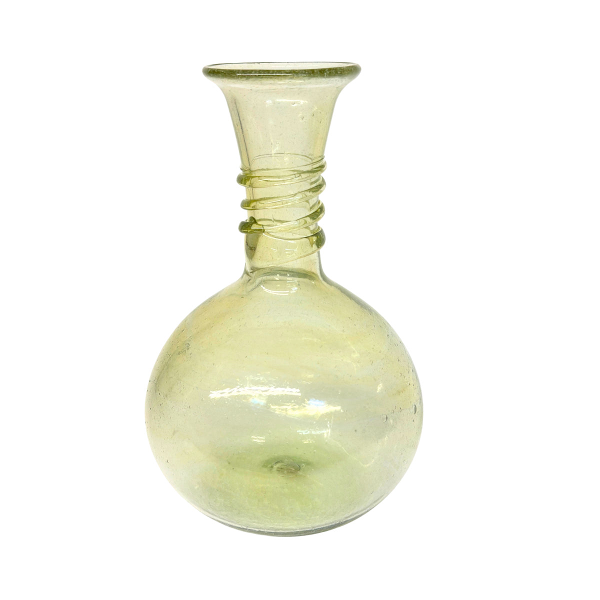 Glass Vase (10”) - Moss Round Swirl