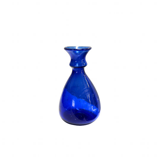 Glass Vase (6”) - Sapphire Ribbed Drop