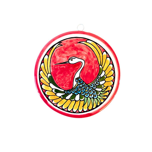 Ceramic Round Tile - Freebird, Red