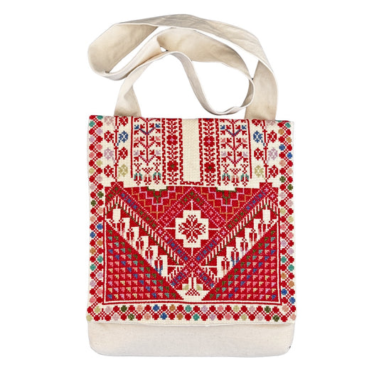 Embroidered Laptop Bag (White) - Red
