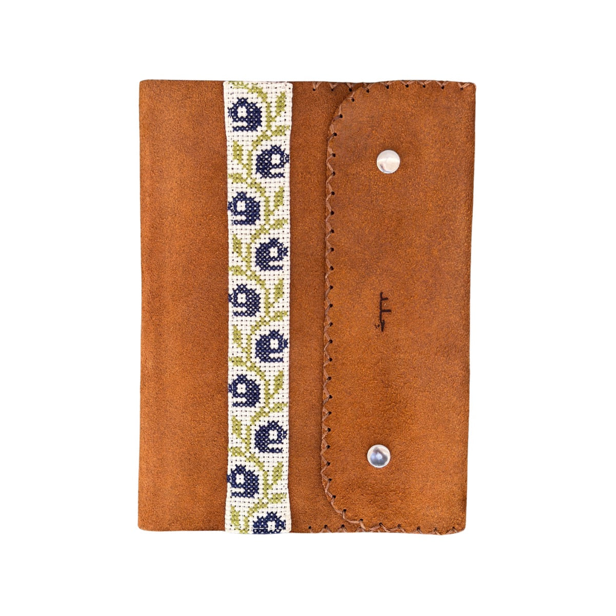 Leather Journal w/Embroidery - Suede w/Olives