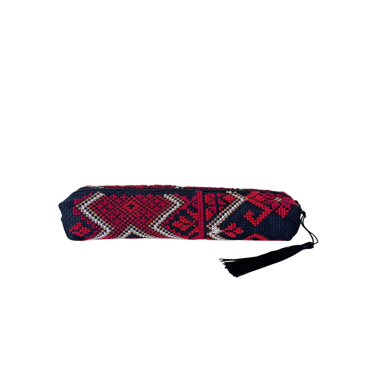 Embroidered Makeup Bag (8") - Red & White