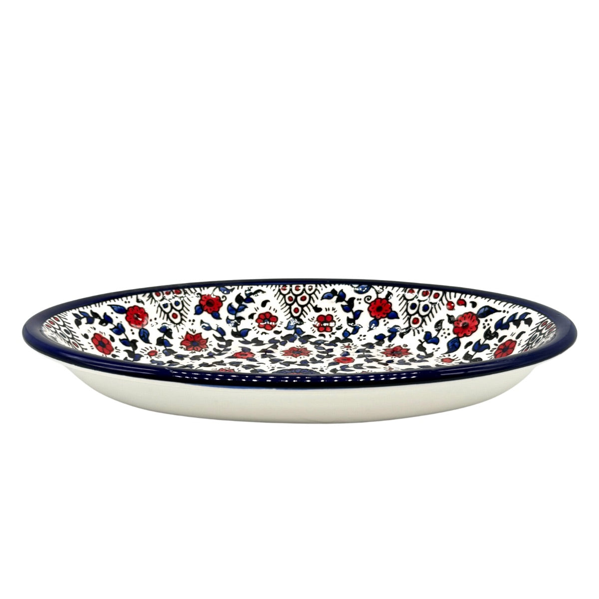 Ceramic Oval Dish (12”) - Blue & Red Vine