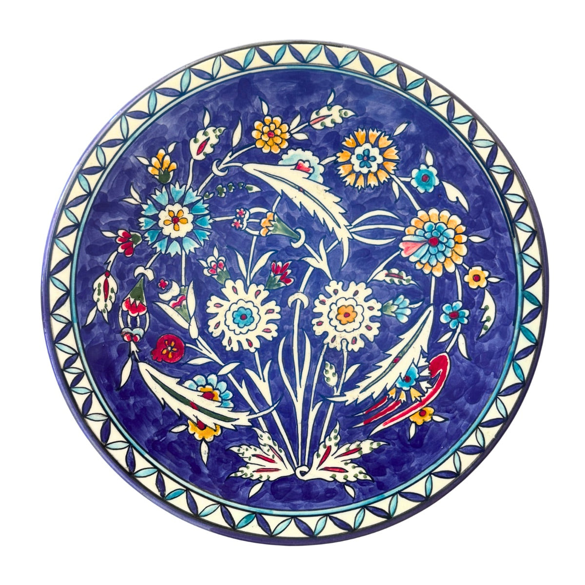 Ceramic Decorative Plate (11”) - Dark Blue Floral