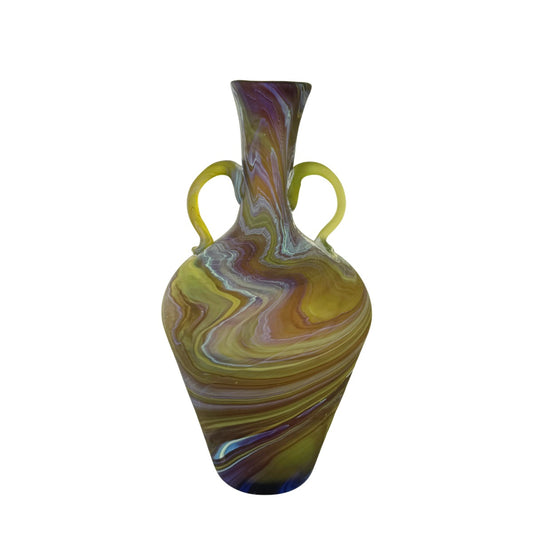 Phoenician Glass Vase (11”) - Green Amber