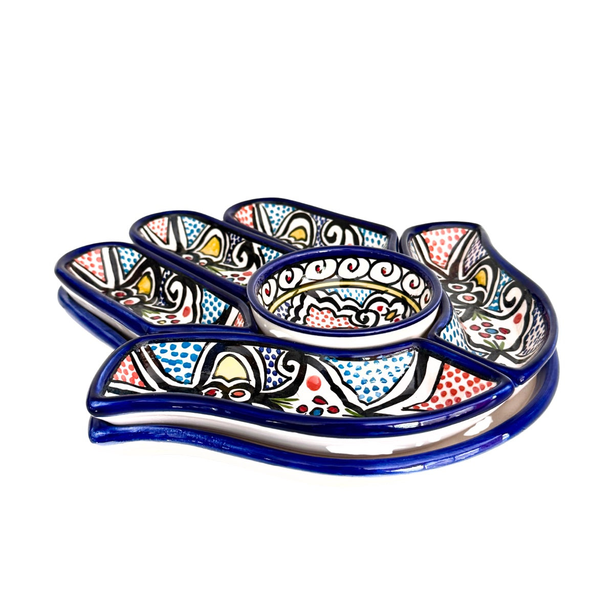 Ceramic Sectional Serving DIsh (11”) - Hamsa Arabesque