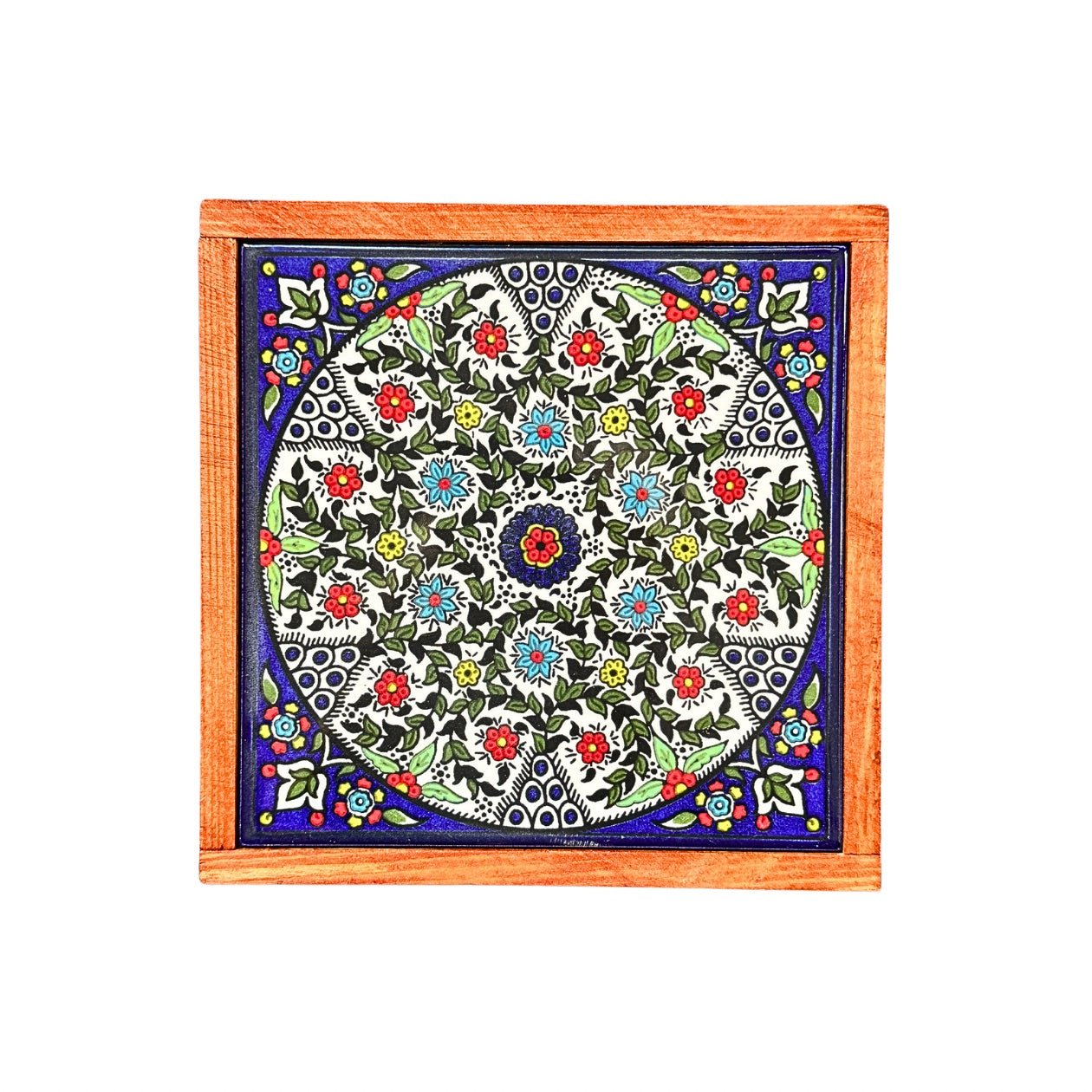 Wood & Ceramic Tile Box - Multicolor Vine