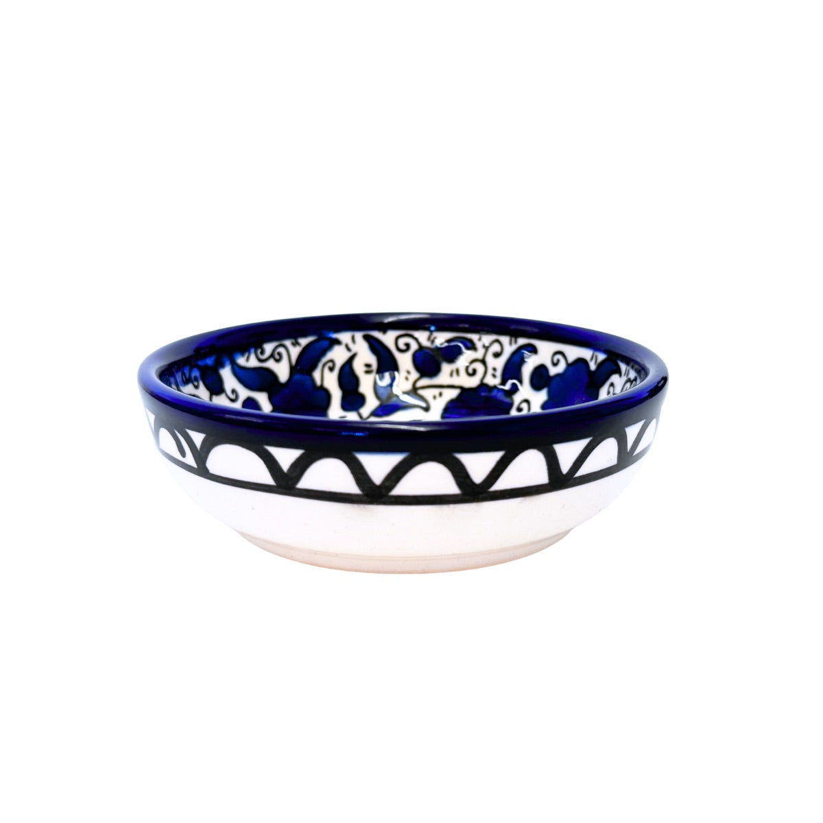 Ceramic Low Round Dish (4") - Classic Blue