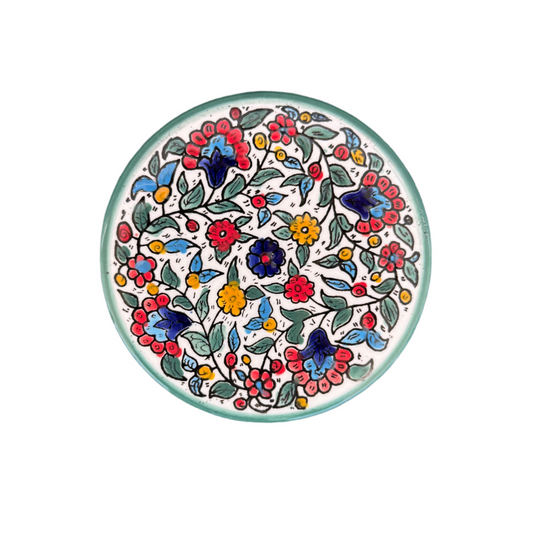 Ceramic Round Plate (5”) - Teal Multicolor