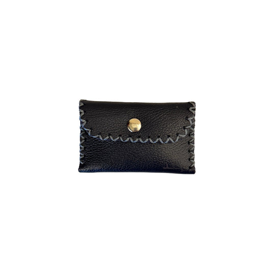 Leather ID Wallet w/Snap - Blue