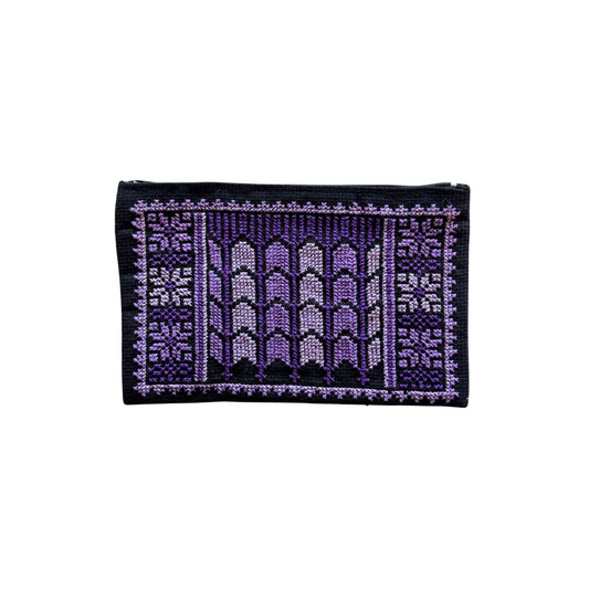 Embroidered Makeup Bag - Date Palm, Purple