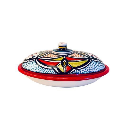 Ceramic Covered Dish (9") - Red