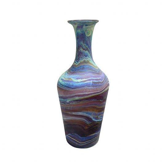Phoenician Glass Vase (10”) - Amber Blue