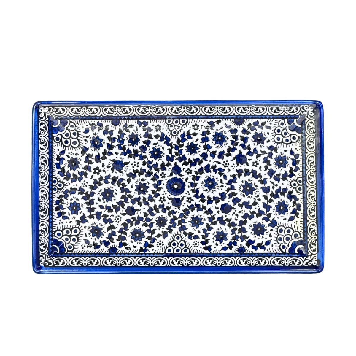 Ceramic Rectangular Platter (12.5") - Blue Vine