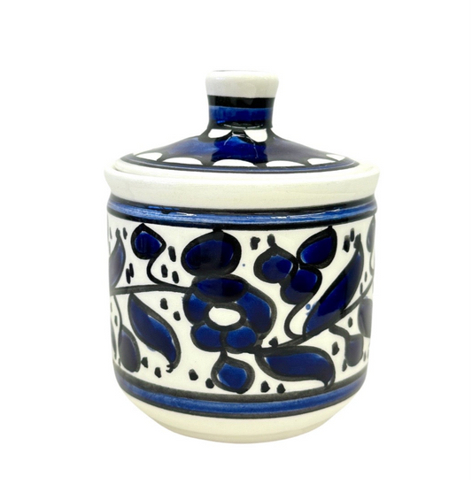 Ceramic Jar w/Lid (4”) - Blue