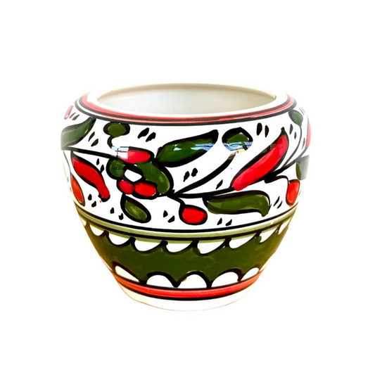 Ceramic Flower Pot (5")- Red & Green
