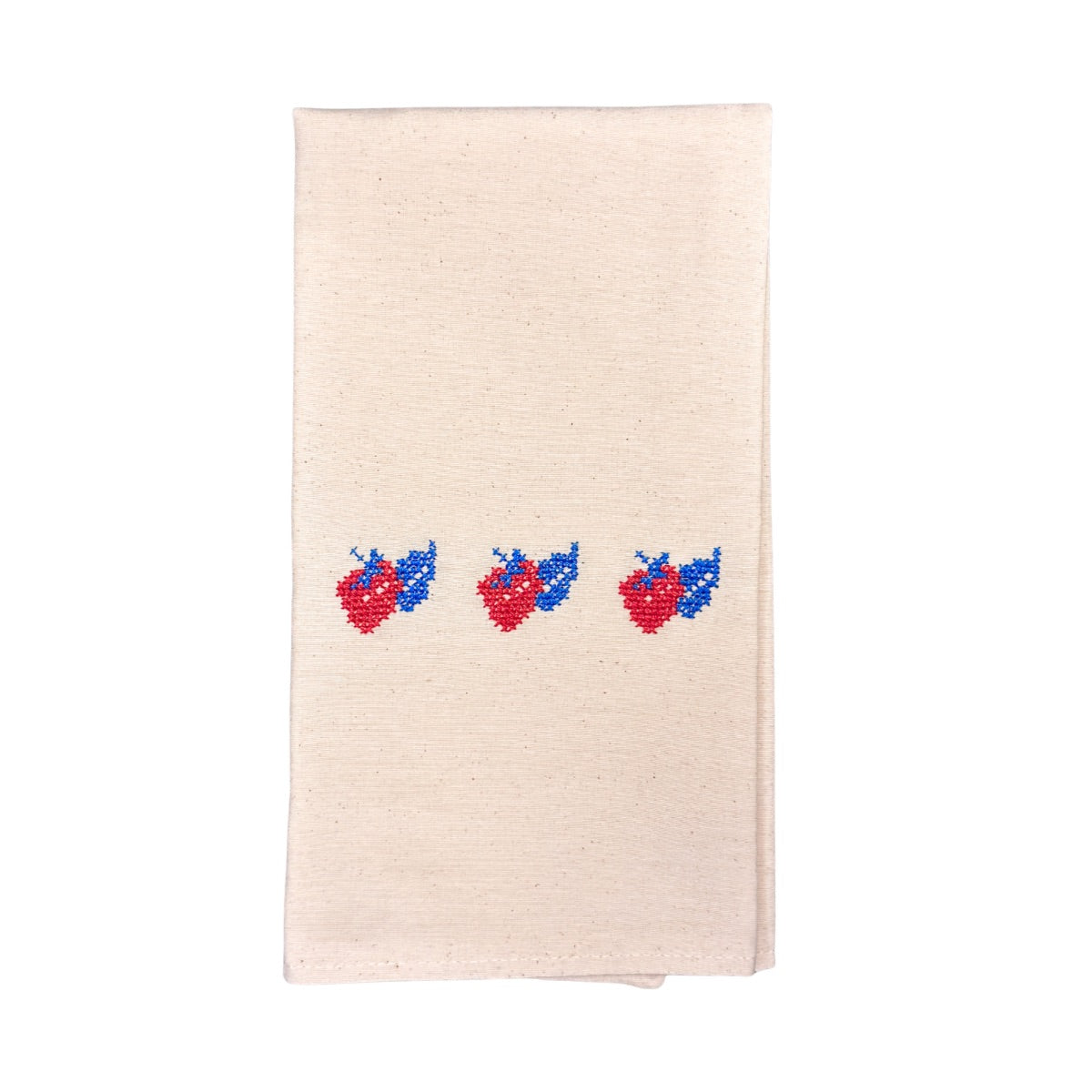 Embroidered Tea Towel - Red Strawberry