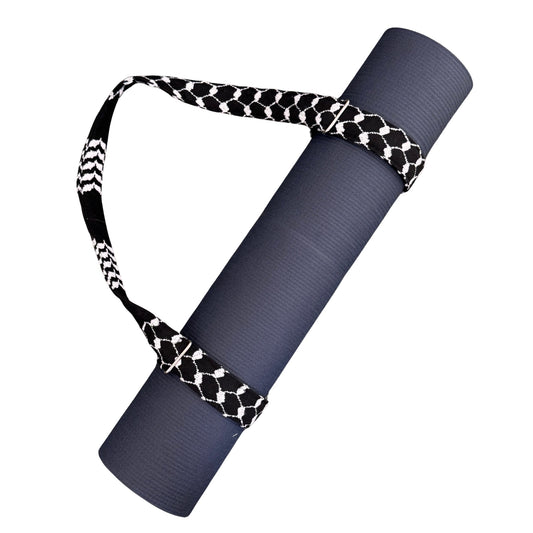 Yoga Mat Strap - Black w/White Keffiyeh