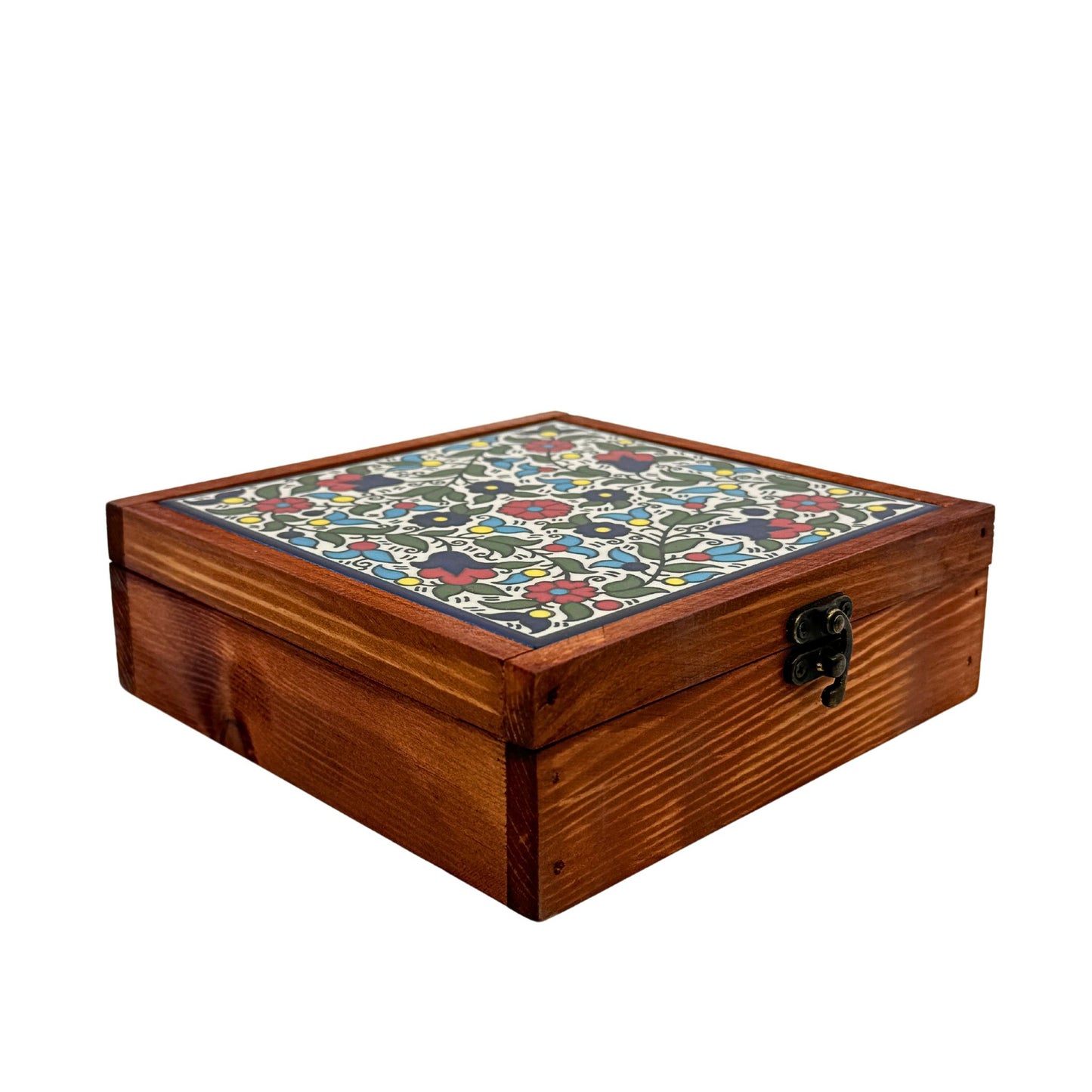 Wood & Ceramic Tile Box - Multicolor