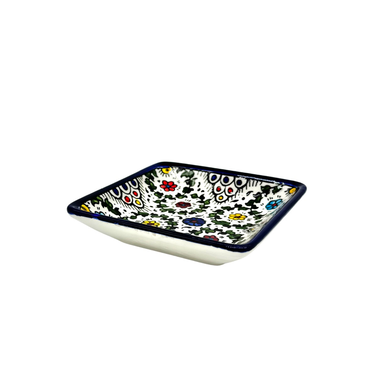 Ceramic Square Dish (4”) - Multicolor Vines
